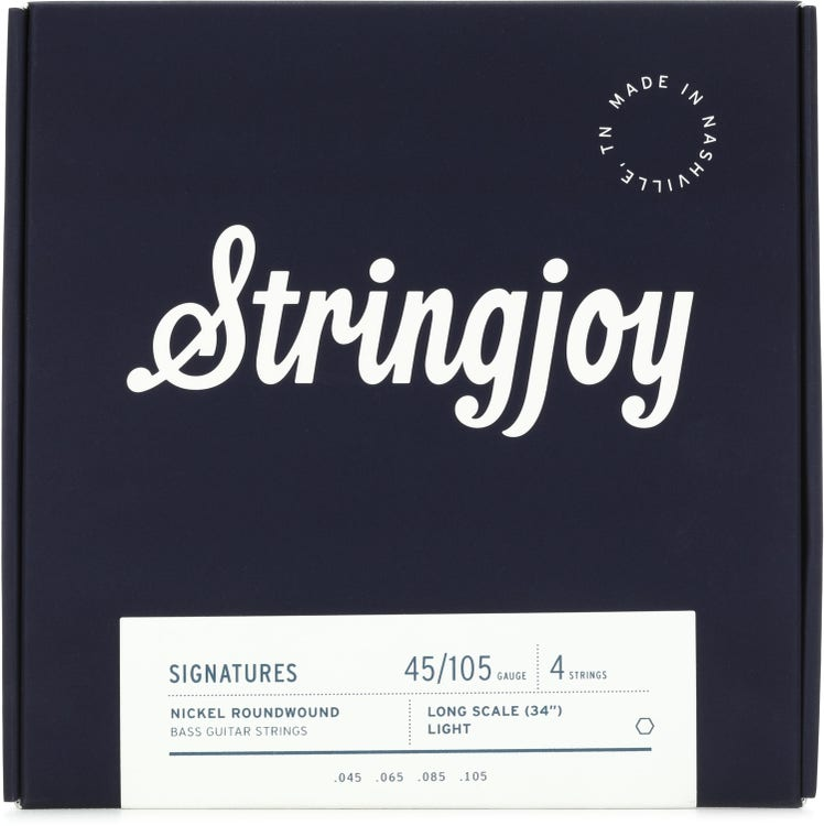 Stringjoy Signatures (45-105) 4 String Long Scale Nickel Wound Bass Guitar Strings - Light