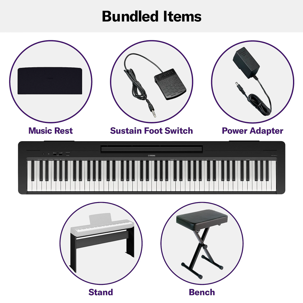 Yamaha P-143LXB 88 Key Digital Piano Bundle - Black 2